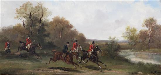 Rudolf Stone (19th century) Hunting scenes 5.75 x 11.75in.